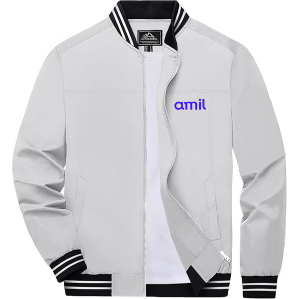 Men's  Amil Lightweight Zip-Up Bomber Jacket with Ribbed Collar and Cuffs Versatile Casual Outerwear
