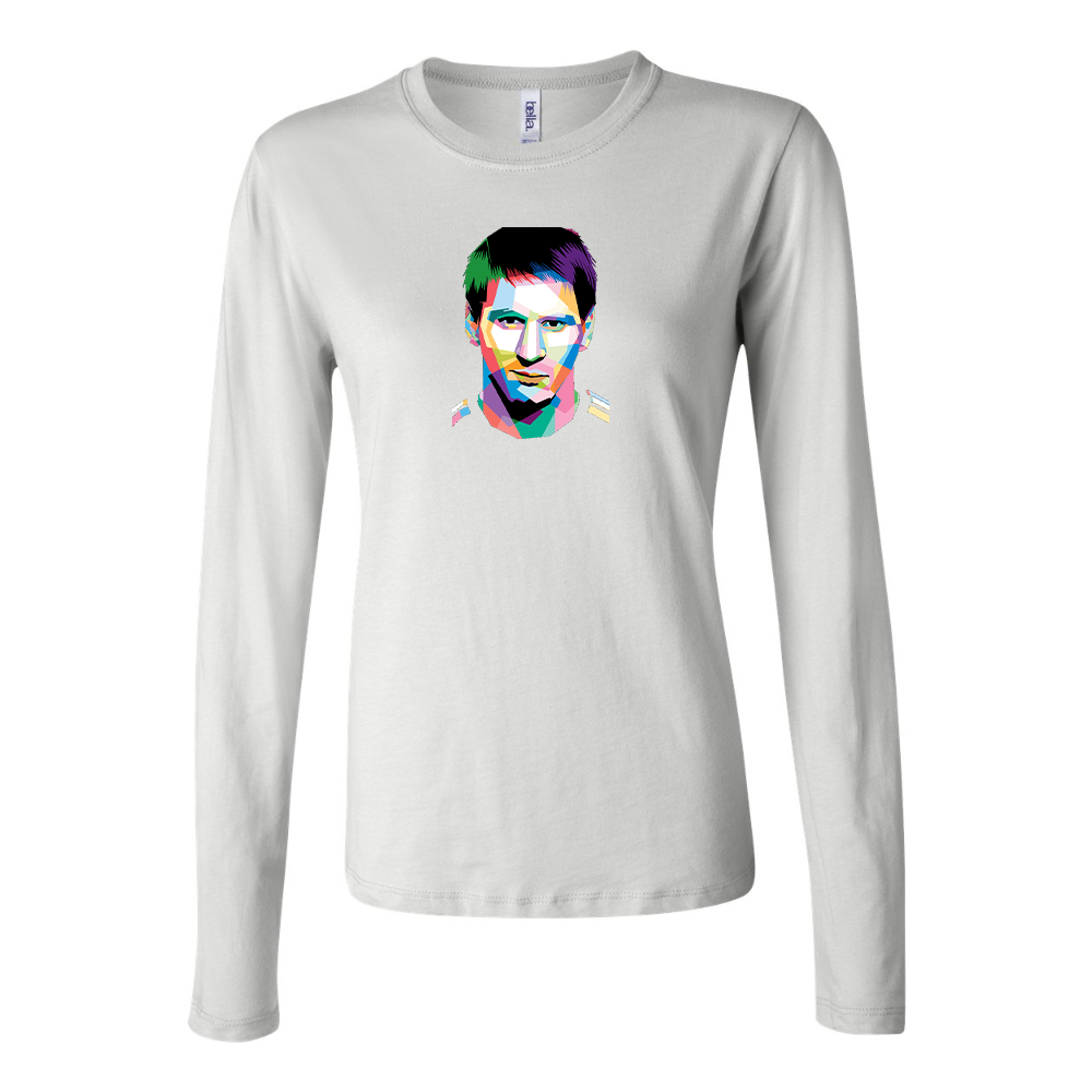 Women's Lionel Messi Face Art Soccer Long Sleeve T-Shirt