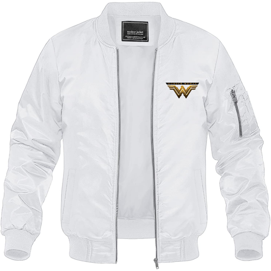 Men's Wonder Woman DC Superhero Lightweight Bomber Jacket Windbreaker Softshell Varsity Jacket Coat