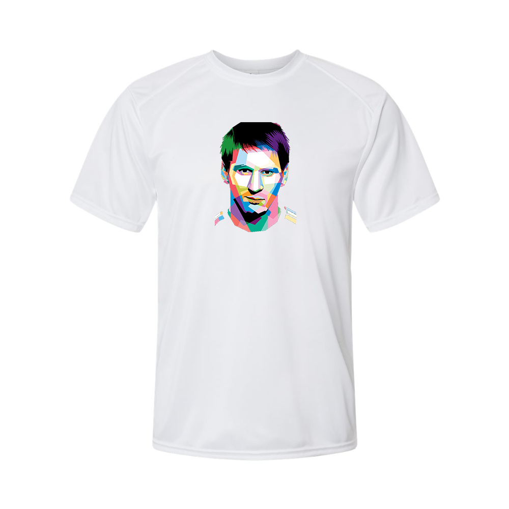 Youth Kids Lionel Messi Face Art Soccer Performance T-Shirt