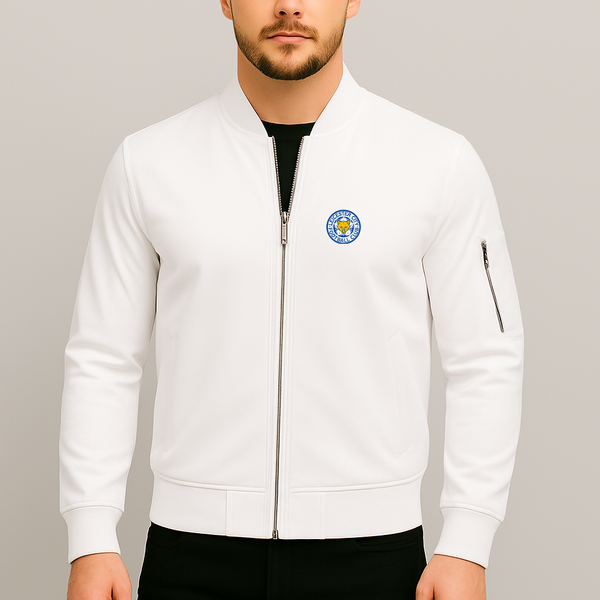Men's Leicester City FC Lightweight Bomber Jacket Windbreaker Softshell Varsity Jacket Coat