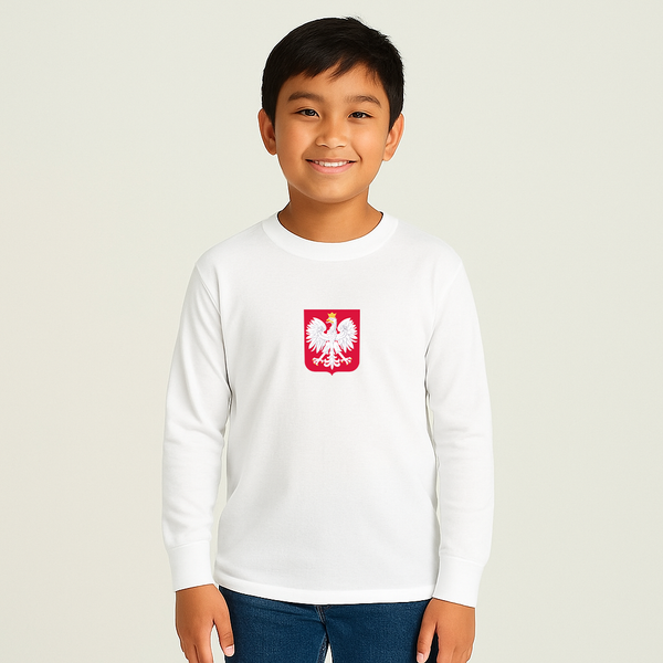 Youth Kids Poland National Soccer Team Long Sleeve T-Shirt