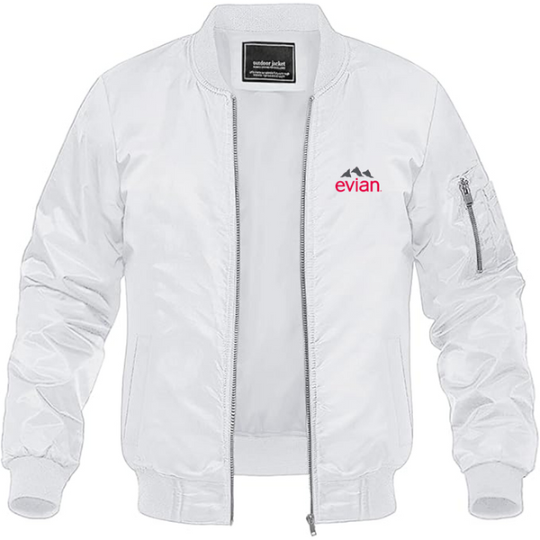 Men's Evian Logo Lightweight Bomber Jacket Windbreaker Softshell Varsity Jacket Coat