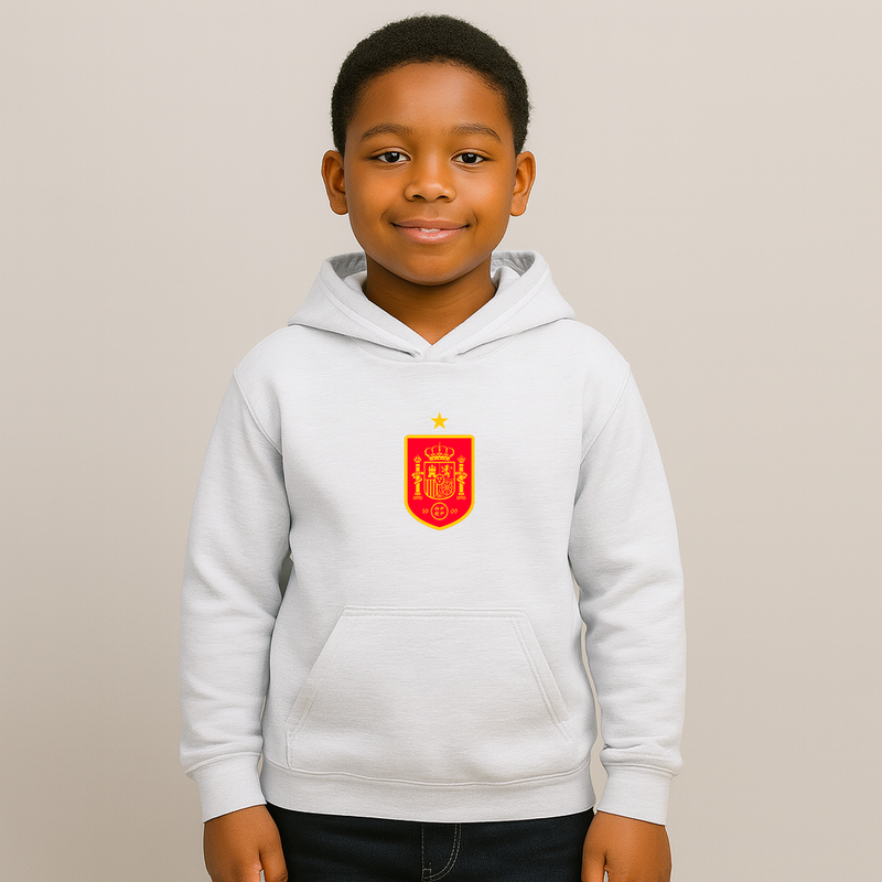 Youth Kids Spain Red Logo National Soccer Team Pullover Hoodie