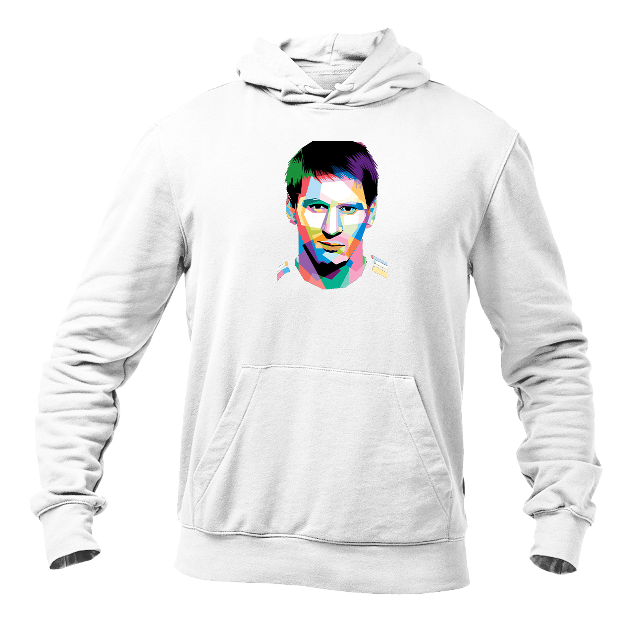 Men's Lionel Messi Face Art Soccer Pullover Hoodie