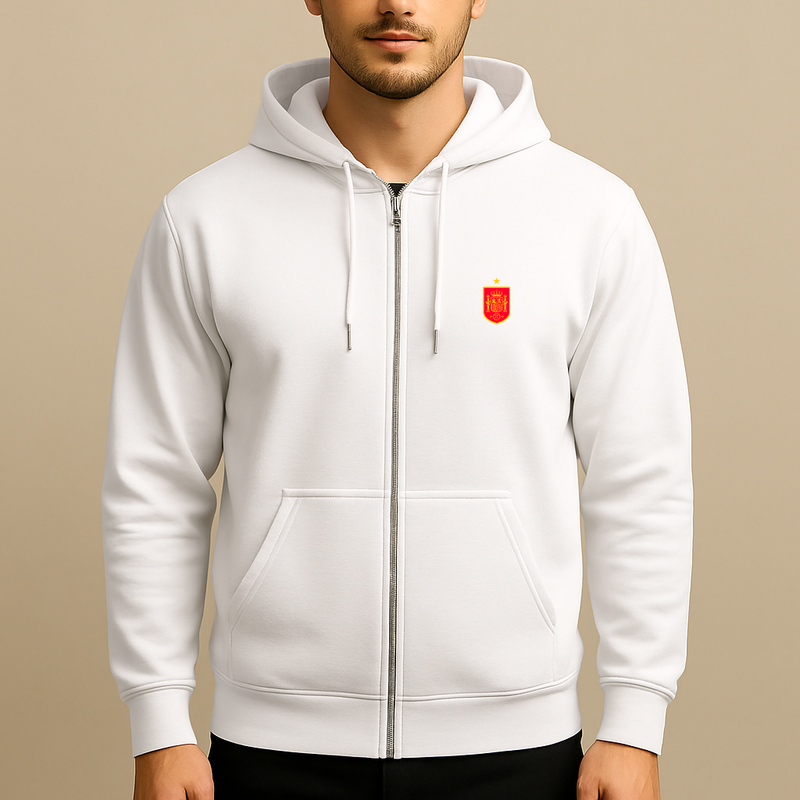 Men's Spain Red Logo National Soccer Team Zipper Hoodie