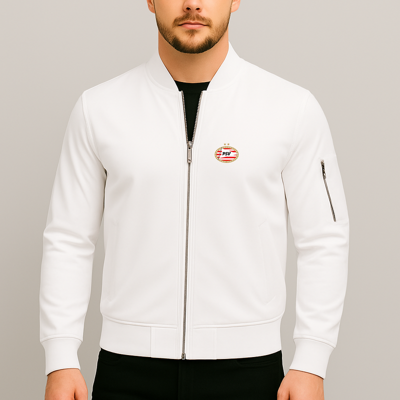 Men's PSV Eindhoven FC Lightweight Bomber Jacket Windbreaker Softshell Varsity Jacket Coat