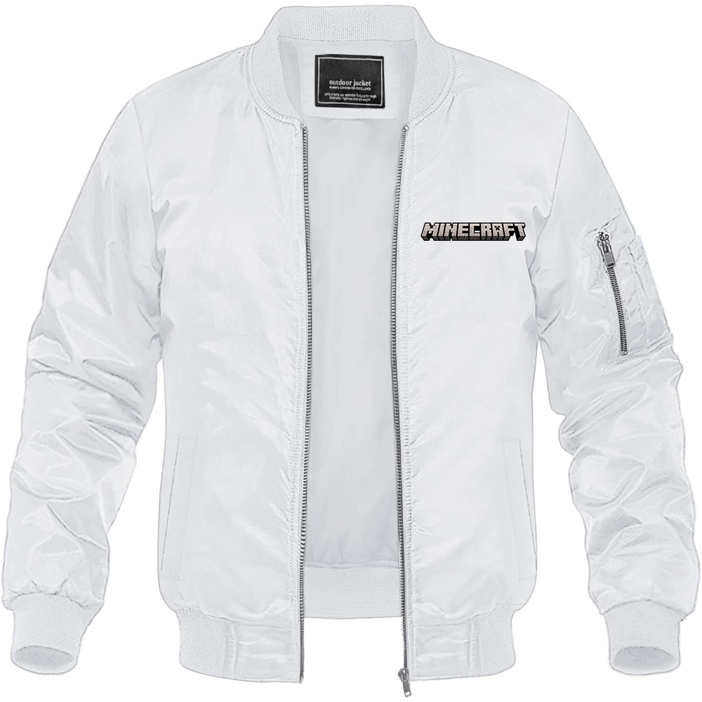 Men's Minecraft Game Lightweight Bomber Jacket Windbreaker Softshell Varsity Jacket Coat
