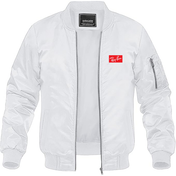 Men's Ray Ban Logo Lightweight Bomber Jacket Windbreaker Softshell Varsity Jacket Coat