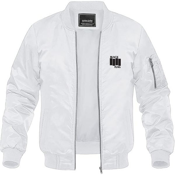 Men's Black Flag Logo Lightweight Bomber Jacket Windbreaker Softshell Varsity Jacket Coat