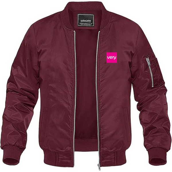 Men's Very Logo Lightweight Bomber Jacket Windbreaker Softshell Varsity Jacket Coat