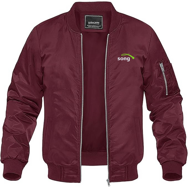 Men's Song Logo Lightweight Bomber Jacket Windbreaker Softshell Varsity Jacket Coat