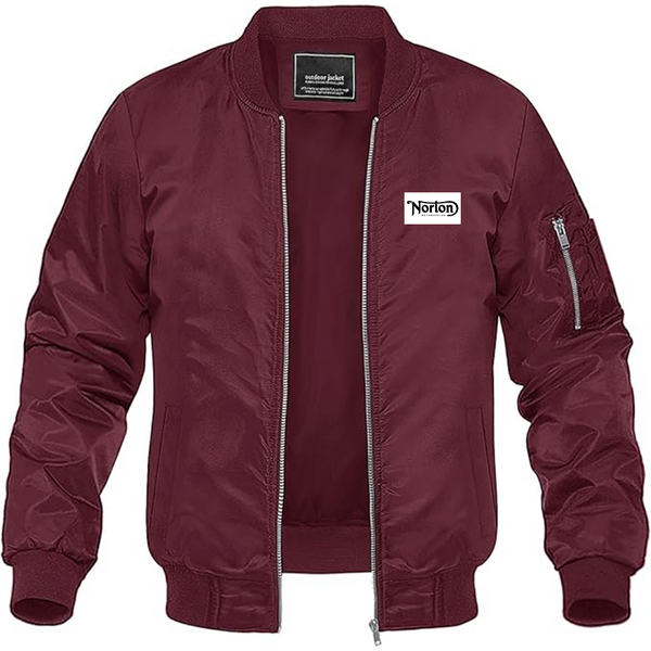 Men's Norton Logo Lightweight Bomber Jacket Windbreaker Softshell Varsity Jacket Coat