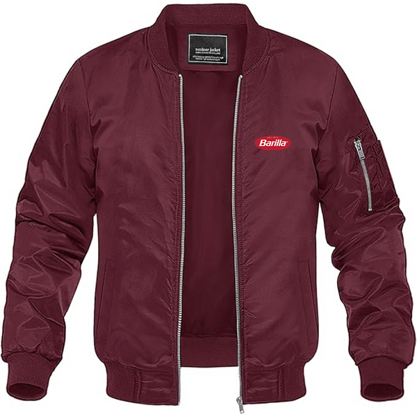 Men's Barilla Logo Lightweight Bomber Jacket Windbreaker Softshell Varsity Jacket Coat