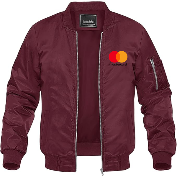 Men's  Mastercard Logo Lightweight Bomber Jacket Windbreaker Softshell Varsity Jacket Coat