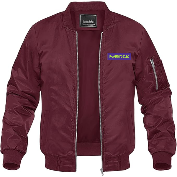 Men's  Merck KGaA Logo Lightweight Bomber Jacket Windbreaker Softshell Varsity Jacket Coat