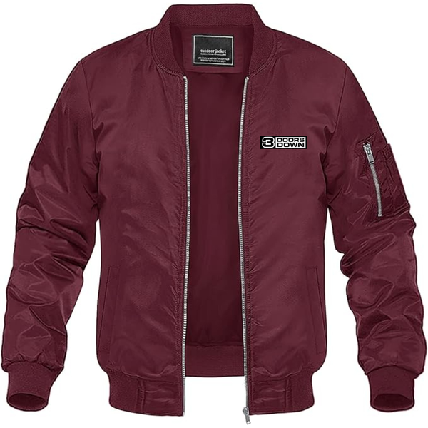 Men's 3 Doors Down Logo  Lightweight Bomber Jacket Windbreaker Softshell Varsity Jacket Coat