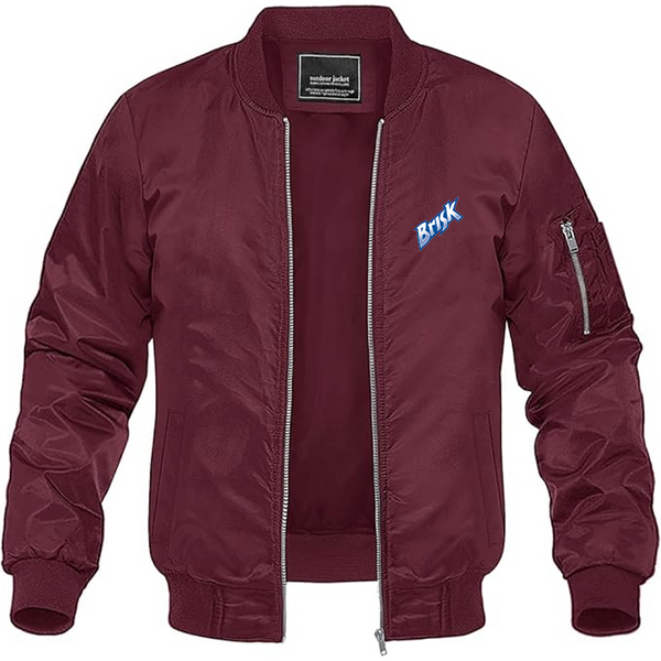 Men's Brisk Logo Lightweight Bomber Jacket Windbreaker Softshell Varsity Jacket Coat