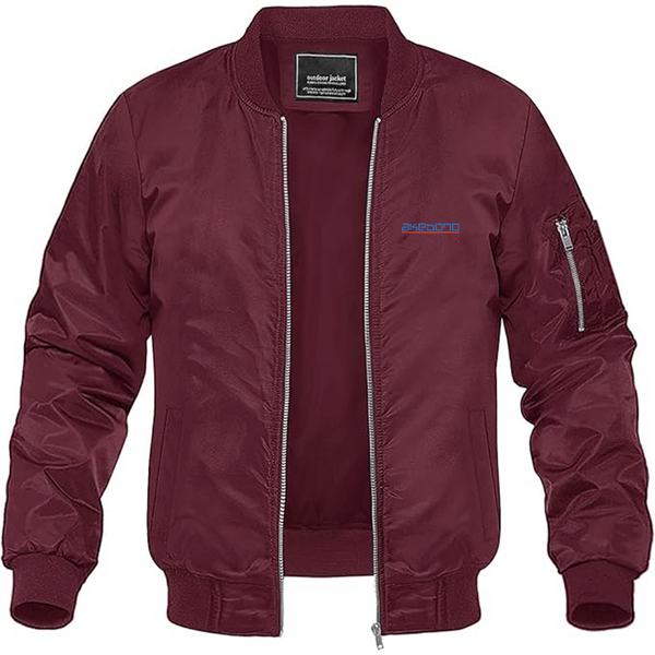Men's Akebono Logo Lightweight Bomber Jacket Windbreaker Softshell Varsity Jacket Coat