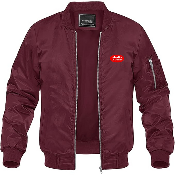 Men's Studio Brussel Lightweight Bomber Jacket Windbreaker Softshell Varsity Jacket Coat