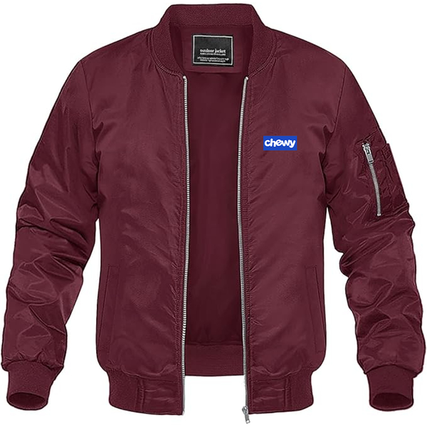 Men's chewy Logo Lightweight Bomber Jacket Windbreaker Softshell Varsity Jacket Coat