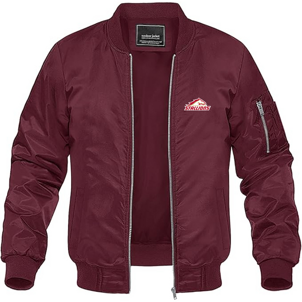 Men's Birmingham Stallions Logo Lightweight Bomber Jacket Windbreaker Softshell Varsity Jacket Coat