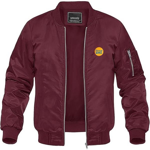 Men's SharafDG Logo Lightweight Bomber Jacket Windbreaker Softshell Varsity Jacket Coat