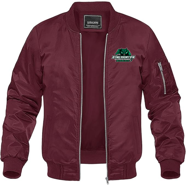 Men's  Binghamton Bearcats Lightweight Bomber Jacket Windbreaker Softshell Varsity Jacket Coat