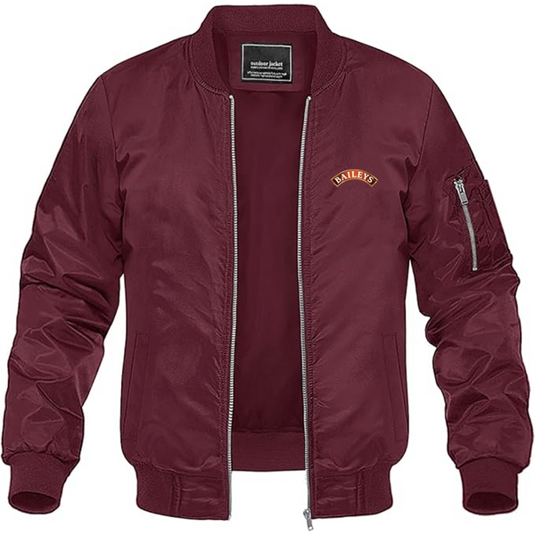 Men's Baileys Logo Lightweight Bomber Jacket Windbreaker Softshell Varsity Jacket Coat