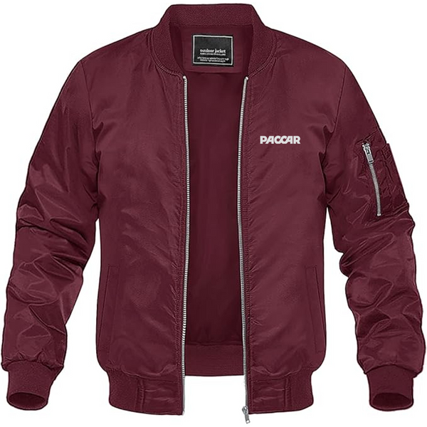 Men's Paccar Logo Lightweight Bomber Jacket Windbreaker Softshell Varsity Jacket Coat