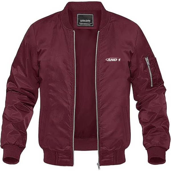 Men's AND1 Logo Lightweight Bomber Jacket Windbreaker Softshell Varsity Jacket Coat