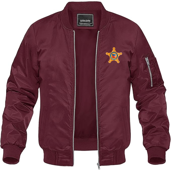 Men's Secret Service Star Logo Lightweight Bomber Jacket Windbreaker Softshell Varsity Jacket Coat
