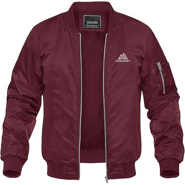 Men's Gregory  Logo Lightweight Bomber Jacket Windbreaker Softshell Varsity Jacket Coat