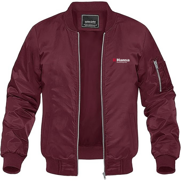 Men's Hansa Logo Lightweight Bomber Jacket Windbreaker Softshell Varsity Jacket Coat