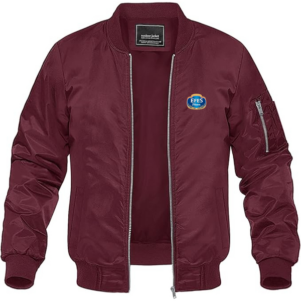 Men's Efes Logo Lightweight Bomber Jacket Windbreaker Softshell Varsity Jacket Coat
