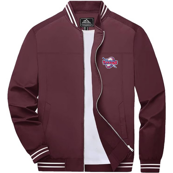 Men's  Detroit Titans  Lightweight Zip-Up Bomber Jacket with Ribbed Collar and Cuffs Versatile Casual Outerwear