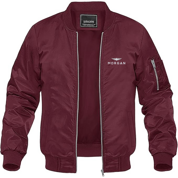 Men's Morgan Logo Lightweight Bomber Jacket Windbreaker Softshell Varsity Jacket Coat