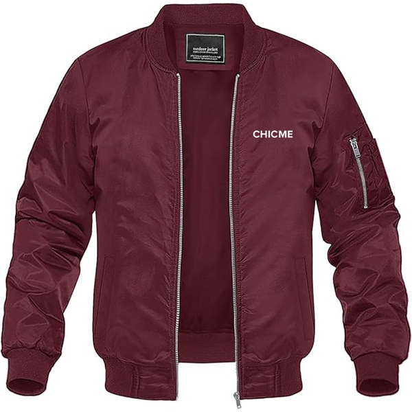 Men's Chic Me Logo Lightweight Bomber Jacket Windbreaker Softshell Varsity Jacket Coat
