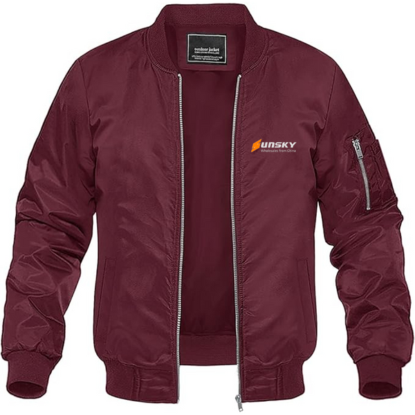 Men's SUNSKY Logo Lightweight Bomber Jacket Windbreaker Softshell Varsity Jacket Coat