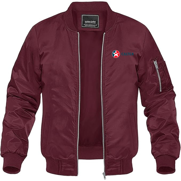 Men's Caltex Gas Station Lightweight Bomber Jacket Windbreaker Softshell Varsity Jacket Coat