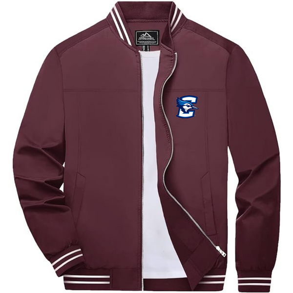Men's  Creighton Bluejays Lightweight Zip-Up Bomber Jacket with Ribbed Collar and Cuffs Versatile Casual Outerwear