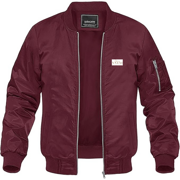 Men's Nnesi Logo Lightweight Bomber Jacket Windbreaker Softshell Varsity Jacket Coat