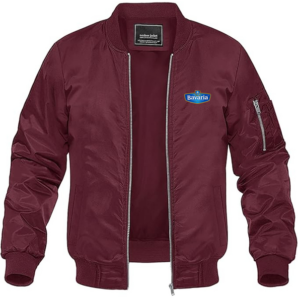 Men's Bavaria Logo Lightweight Bomber Jacket Windbreaker Softshell Varsity Jacket Coat