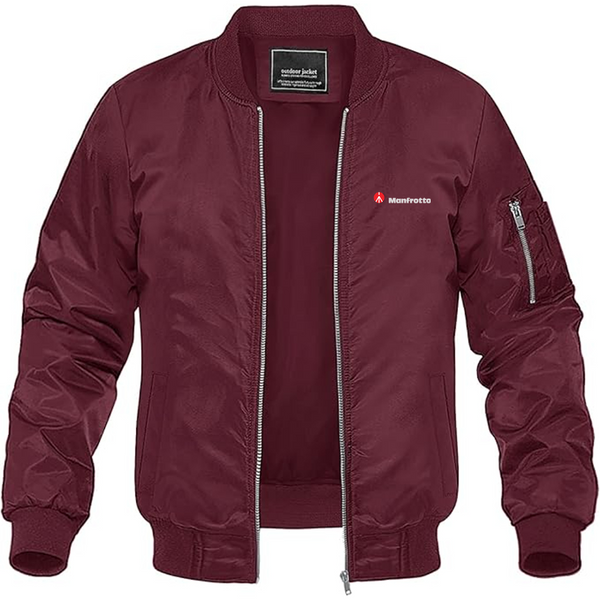 Men's Manfrotto Logo Lightweight Bomber Jacket Windbreaker Softshell Varsity Jacket Coat