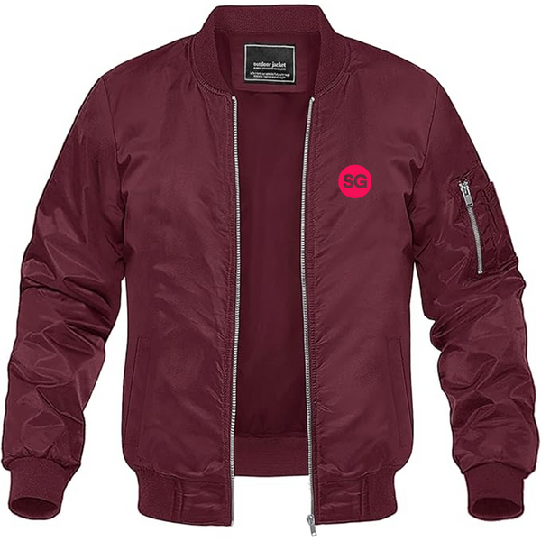 Men's Sofiagray Logo Lightweight Bomber Jacket Windbreaker Softshell Varsity Jacket Coat