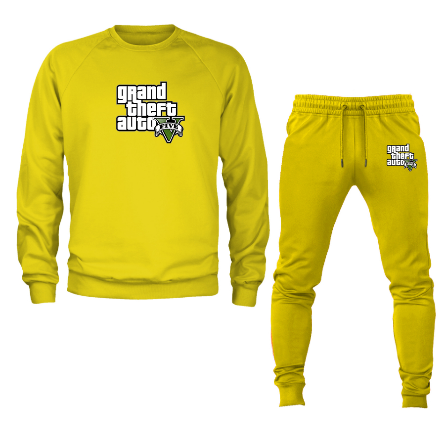 Men's GTA 5 Grand Theft Auto V Crewneck Sweatshirt Joggers Suit Game