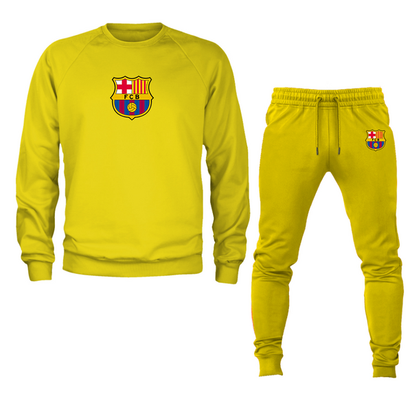 Men's F.C. Barcelona Soccer Logo Crewneck Sweatshirt Joggers Suit