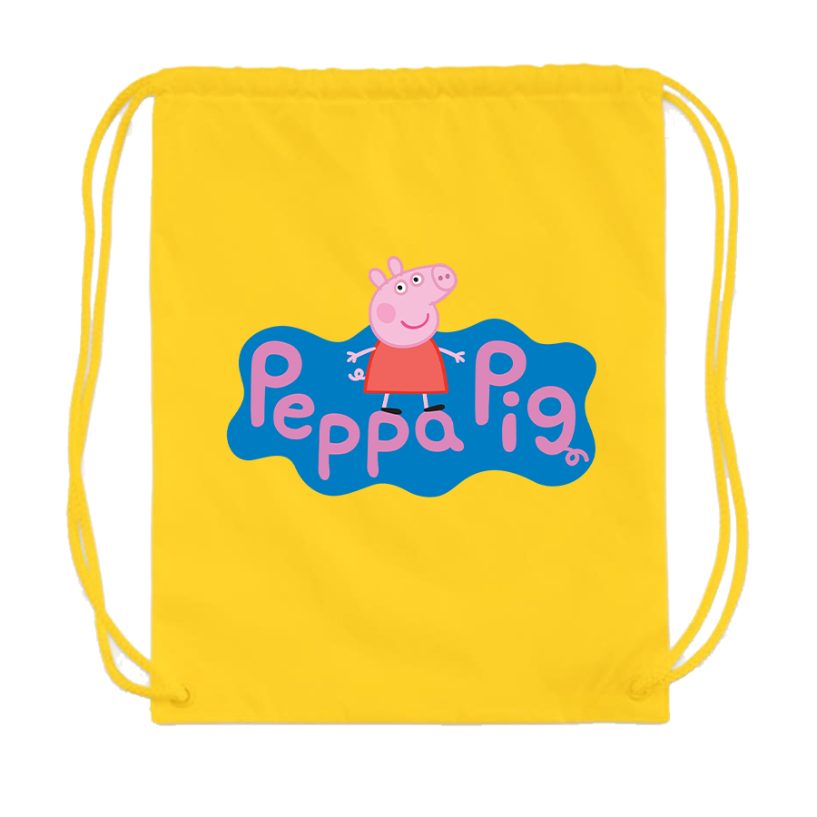 Pegga Pig Cartoon Drawstring Bag