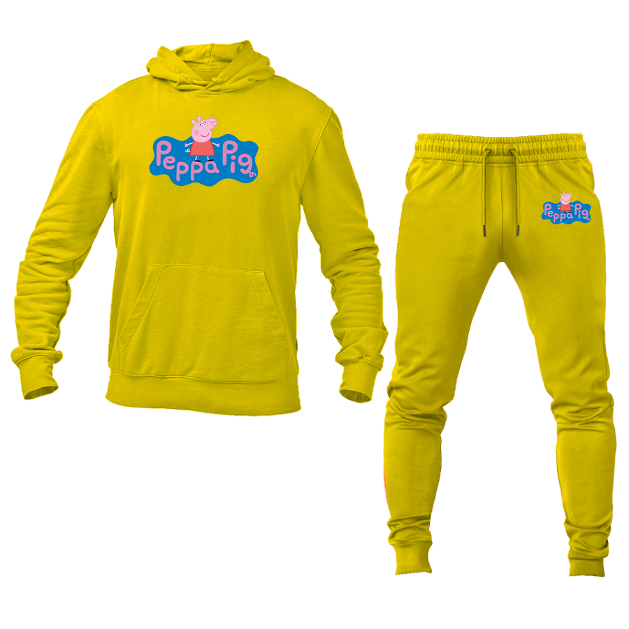 Men's Pegga Pig Cartoon Hoodie Joggers Set