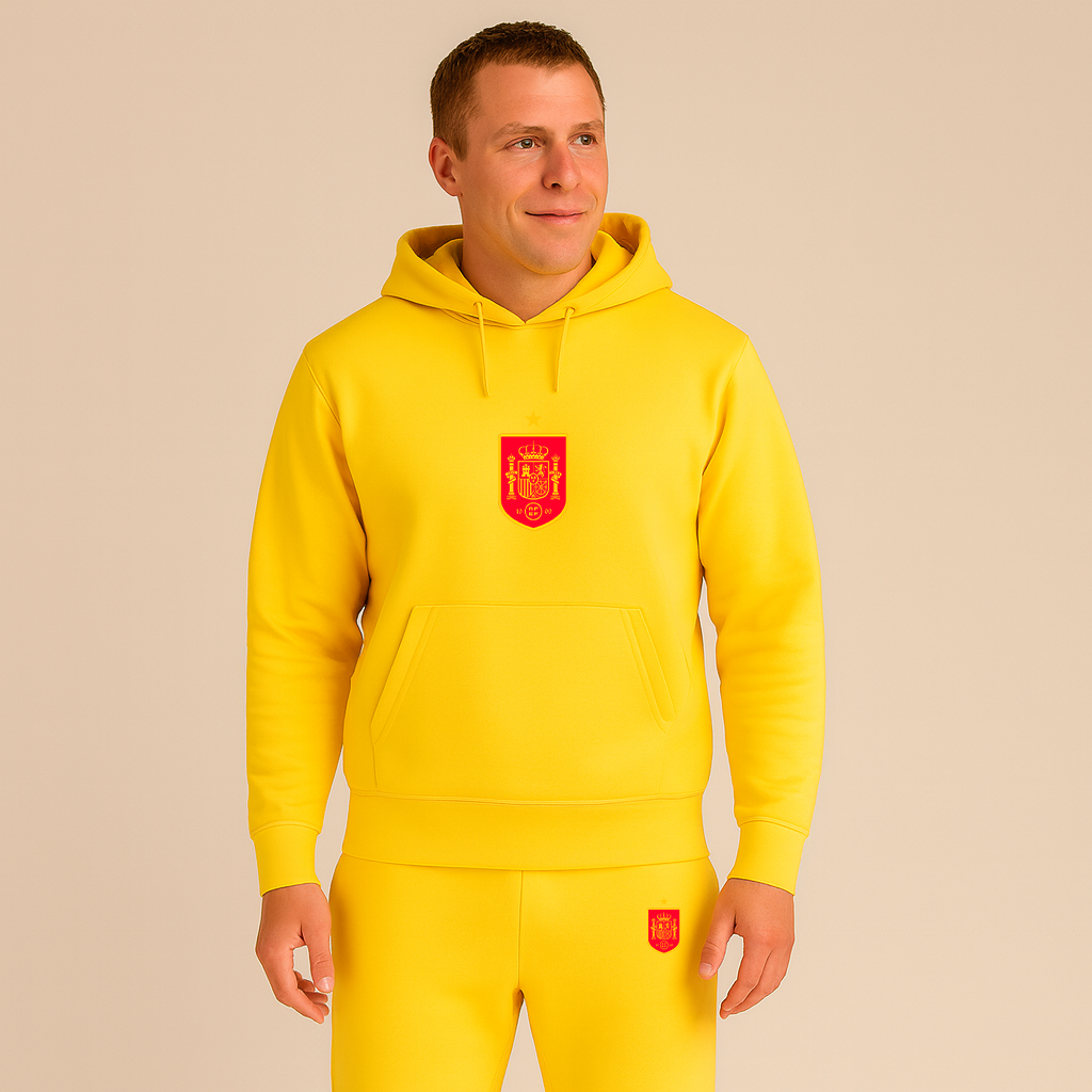 Men's Spain Red Logo National Soccer Team Hoodie Joggers Set